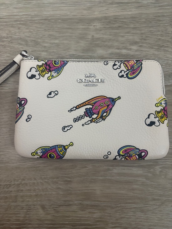 Coach Handbags - Coach White Rocket Print Leather Wristlet